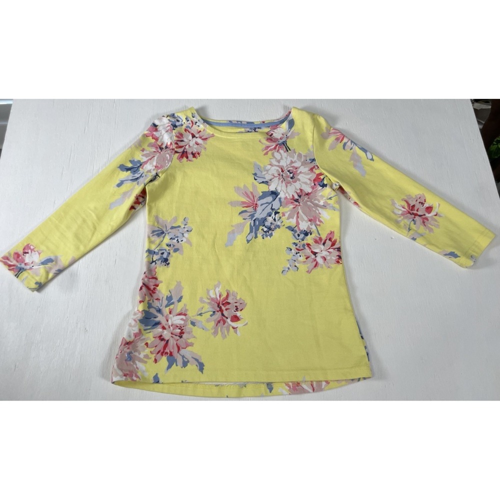 WOMENS JOULES 3/4 SLEEVE TOP BLOUSE YELLOW FLORAL PRINT US size 6 Thick Cotton - Picture 5 of 15